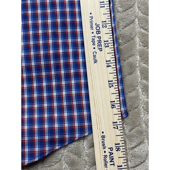 Charles Tyrwhitt Mens L Blue Plaid Weekend Non-Iron Classic Fit Shirt - Picture 8 of 12